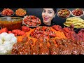ASMR Eating Spicy Dragon Chicken Curry Fried Rice Leg Piece Rogan Fry Big Bites ASMR Eating Mukbang