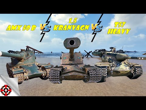 World of Tanks - T57 Heavy vs AMX 50 B vs Kranvagn (WoT gameplay)