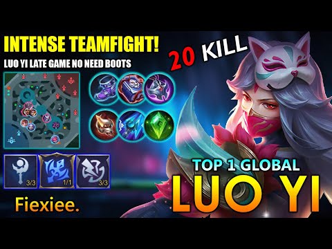 Intense Teamfight! Luo Yi Late Game No Boots With 20 Kill - Top 1 Global Luo Yi By Fiexiee. ~ MLBB