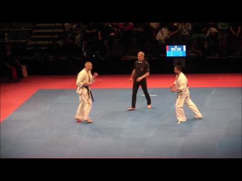 EC2017 Kumite Men 75 85 kg Finale Valdemaras Gudauskas Lithuania AKA Vs Marius Ilas Romania SHIRO