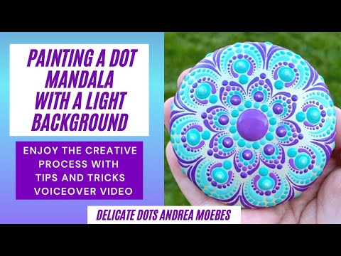 Painting a dot mandala stone with a light background & tips and tricks Relaxing Satisfying Art Video