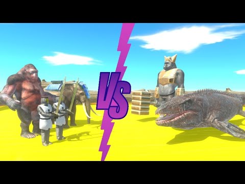 GHOR AND MOSASAURUS CHALLENGE PRIMATES + MAMMALS + 2X ANCIENT HUMANS -ANIMAL REVOLT BATTLE SIMULATOR