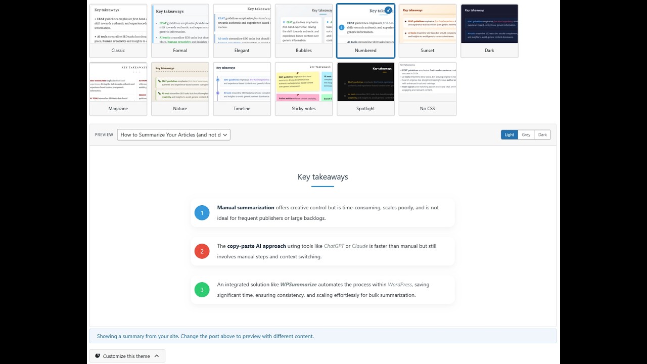 WPSummarize video 1