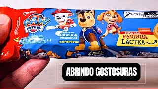 ? ABRINDO BISCOITOS PAW PATROL FEITO COM FARINHA LACTEA COM VITAMINAS: E, B1, B2, B3 E B6 DA MARILAN