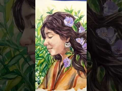 Ilustrando en acuarela sobre papel de celulosa