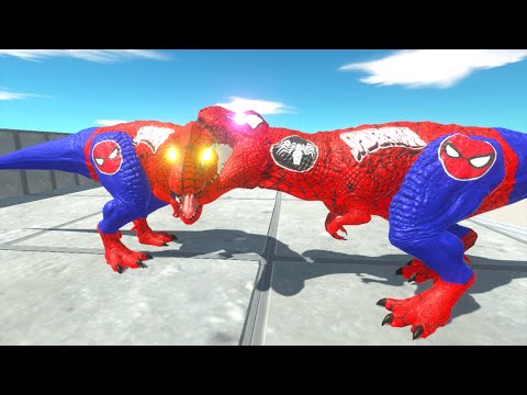 SPIDERMAN T-REX DEATH CLIMB v2 - Animal Revolt Battle Simulator