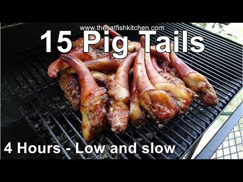 15 Grilled pigtails, low and slow over homemade charcoal.