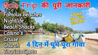 GOA itinerary 4 days 3 nights | Goa trip plan