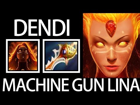 Dendi Machine Gun Lina 7.05 META Pro Dota 2 Gameplay