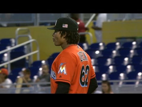 LAD@MIA: Urena tosses 8 2/3 scoreless innings