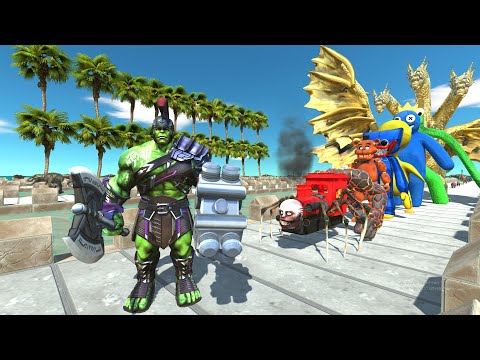 The Hulk Warrior vs Rainbow Friends COCONUT DEATH RUN - Animal Revolt Battle Simulator