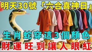 生肖蛇明天9月30號，農曆九月初十是「六合喜神日」！一定要穿這3個顏色！財神保佑你，財運旺到讓人眼紅，乞丐也能翻身變億萬富翁！【梵心若素】#生肖 #運勢 #風水 #財運 #命理