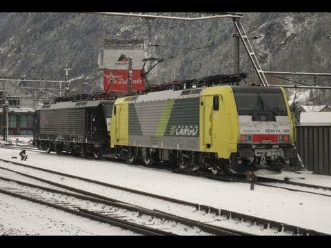 Bahnverkehr in Erstfeld und Amsteg am 18.12.10 - FN Cargo 189 988
