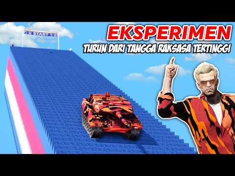 Eksperimen Kendaraan Menuruni Tangga Raksasa Tertinggi - GTA 5 Mod Indonesia