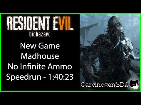 Resident Evil 7 (PC) Speedrun - New Game Madhouse NO INFINITE AMMO (1:40:23)