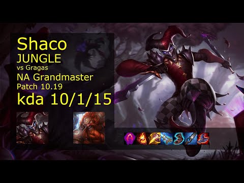 Shaco Jungle vs Gragas - NA Grandmaster 10/1/15 Patch 10.19 Gameplay