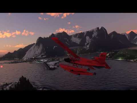 Pilatus PC-6 with floats over Lofoten Islands.