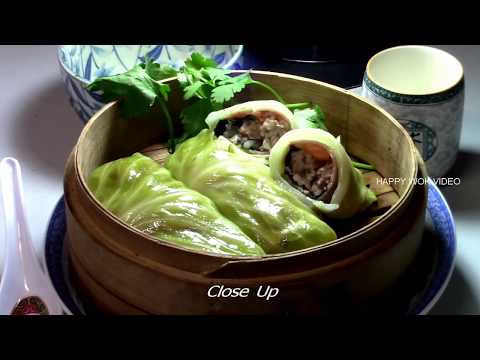 Steamed Cabbage Rolls with Tofu & minced Pork.