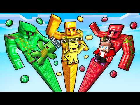 JJ and Mikey and Banana Kid: TOWER GOLEM BATTLE in Minecraft...