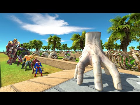 Hand Wednesday vs Thanos SKULL ISLAND DEATH RUN - Animal Revolt Battle Simulator