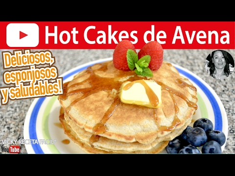 CÓMO HACER HOT CAKES DE AVENA SIN HARINA | OATMEAL PANCAKES | #VickyRecetaFacil Video