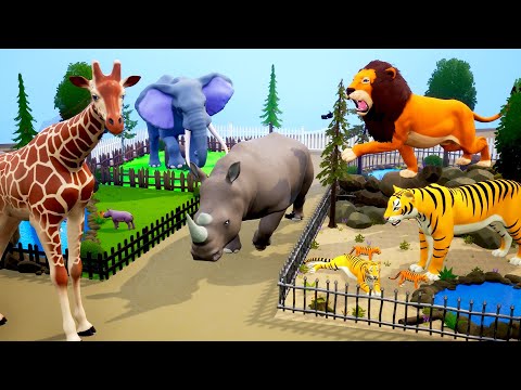 Zoo Diorama - Wild Animals House | Elephant, Lion, Tiger, Rhino and Giraffe | 3D Diorama Animation