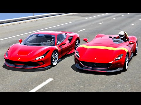 Ferrari Monza SP1 vs Ferrari F8 Tributo - Drag Race 20 KM