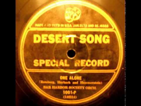 "One Alone" - The Bar Harbor Society Orchestra (1926 Columbia Special Record)