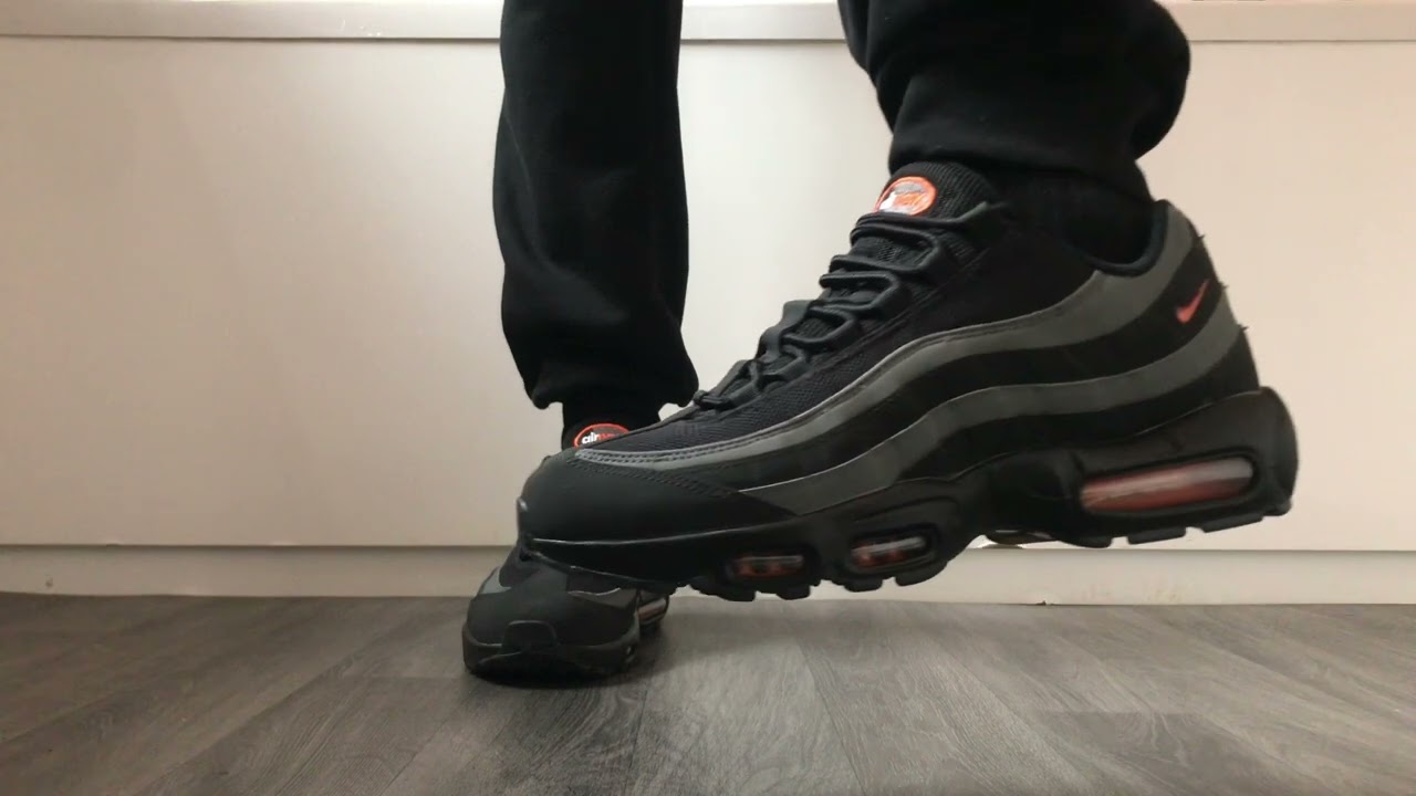 Watch video Nike Air Max 95 Black Safety Orange On Feet Now Nike Air Max 95 Black Safety Orange On Feet