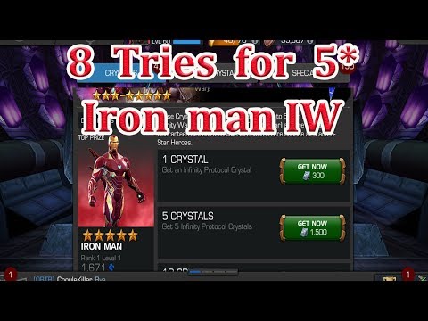 8 FEATURED GMC (infinity protocol crystal)  IRON MAN IW  CRYSTAL OPENING marvel contest of champion