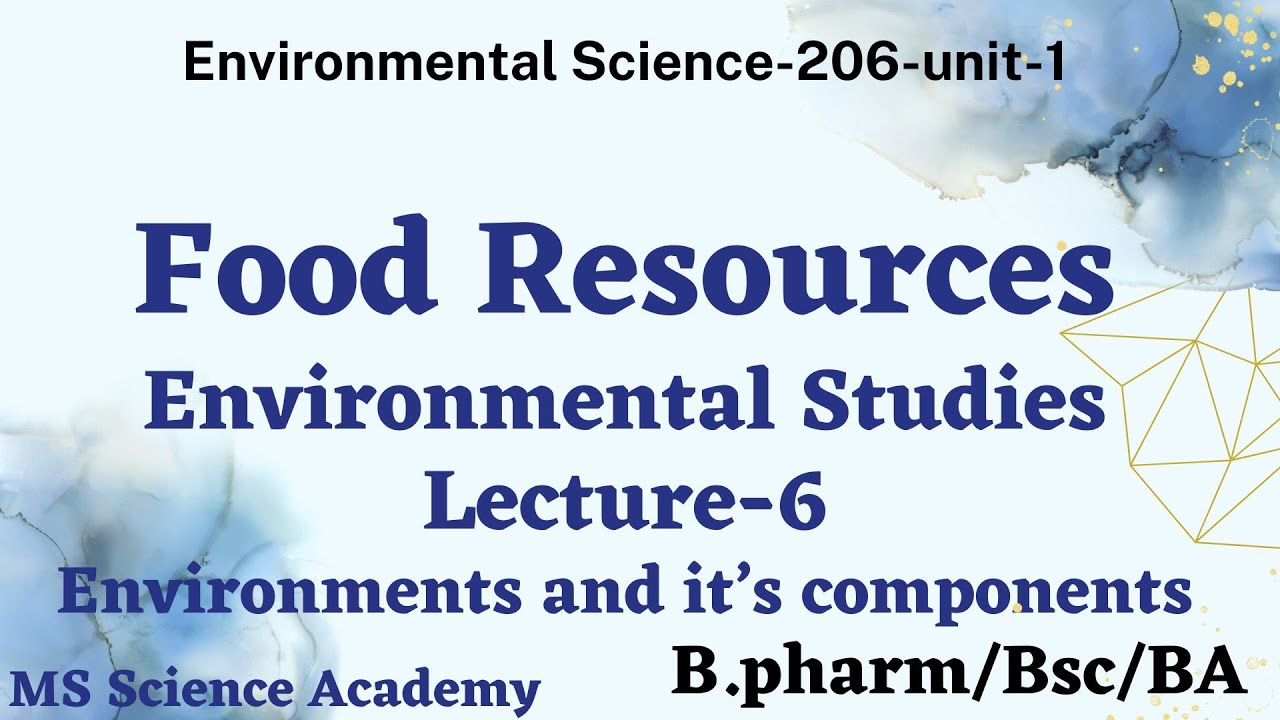 Environmental Science-lect-6-Food Resources-unit-1-206-B.pharm/BSc/BA