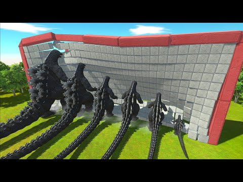 Different Size Godzilla Dinosaurs Clash Block Race -Animal Revolt Battle Simulator
