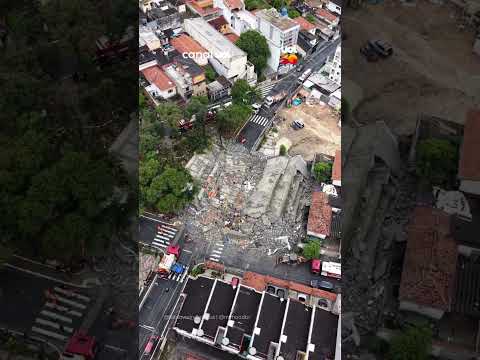 Drone registra destroços de prédio que desabou e deixou vítimas na zona leste de São Paulo