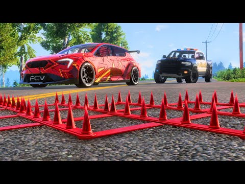 Cars vs Police Spike Strips ▶️ – BeamNG.Drive