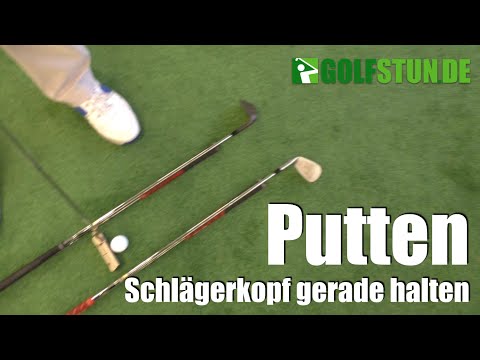 Putten: Schlägerkopf gerade halten (Übung für gerade Putts)