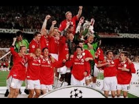 Manchester United vs Bayern Munich. Final da UEFA Champions League de 1999. Manchester Campeão.