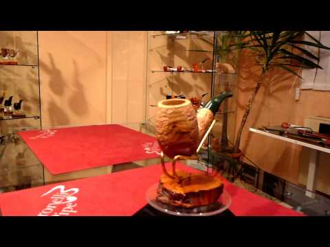 Pipa olivastro bent rusticata fatta a mano - www.paronellipipe.it