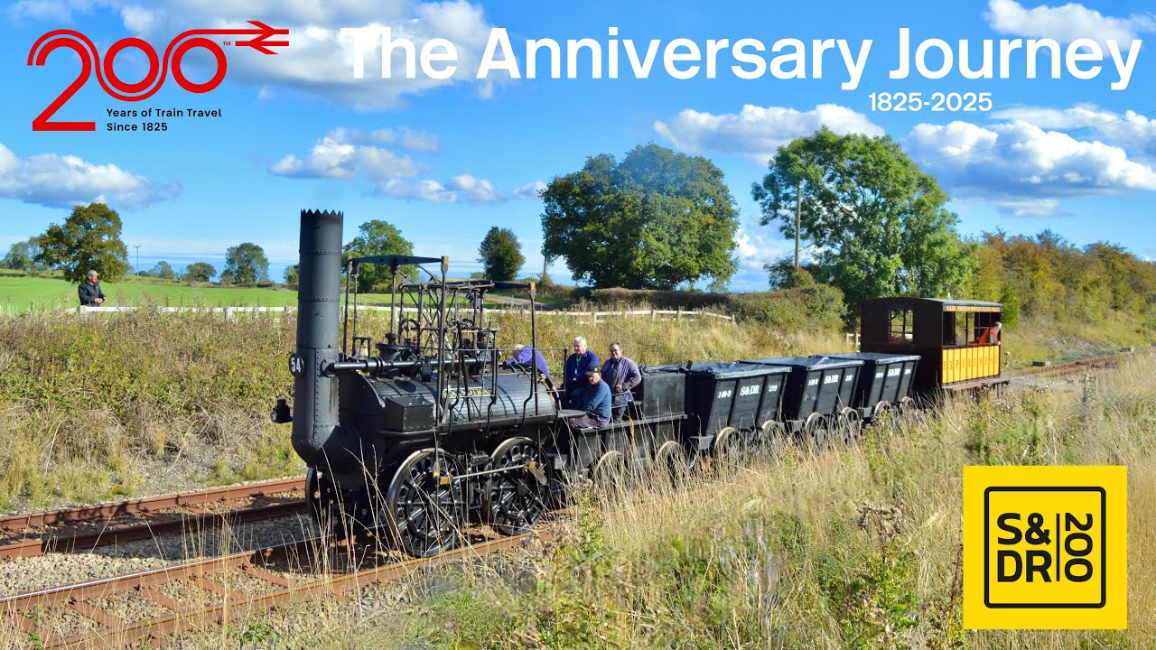 Stockton & Darlington 200 Anniversary Journey - Locomotion No. 1 steams on the main line S&DR 200