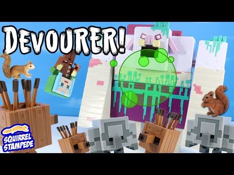 Minecraft Legends GIANT sized Mattel Figure Devourer Boss vs Ranger and Golems Review