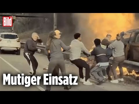 Schock auf der Autobahn: Helden retten Fahrer aus Flammen