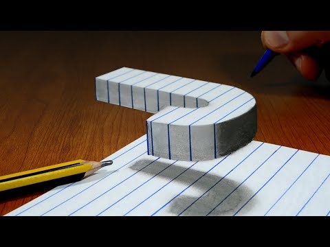 3D Trick Art On Line Paper, Floating Letter J