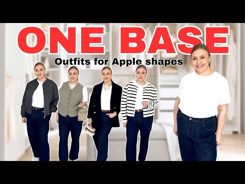 10 CASUAL OUTFITS with JEANS & T-SHIRT for plus size APPLE SHAPES