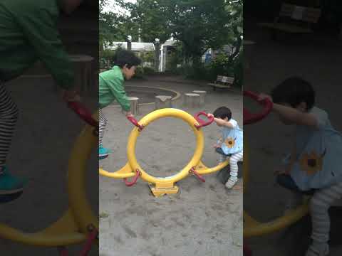 兄（5歳）にシーソーを激しく揺らされテンパる2歳児#shorts