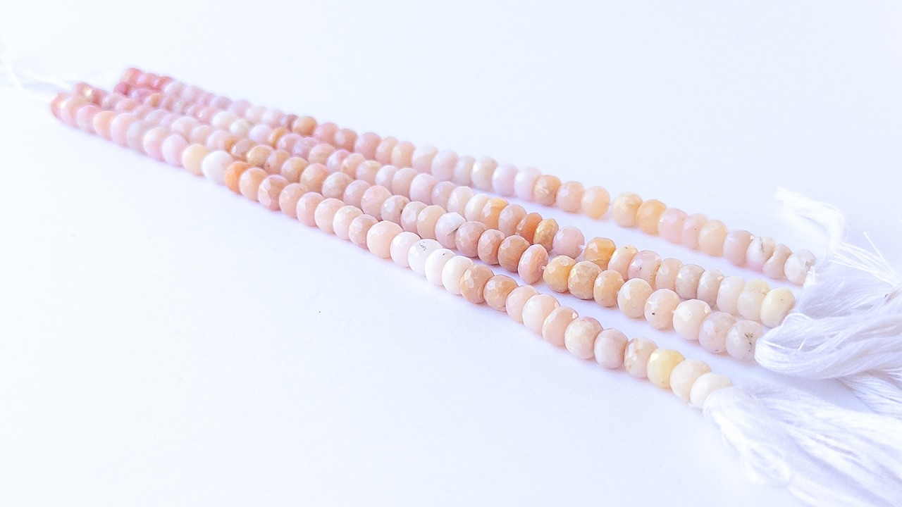 Peruvian Opal | Faceted Rondelle | 6.5mm Bead Size | 15cm Strand Length video
