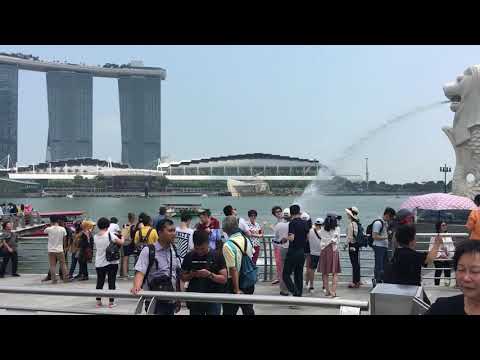 Merlion water fountain Singapore on 17/02/2018.