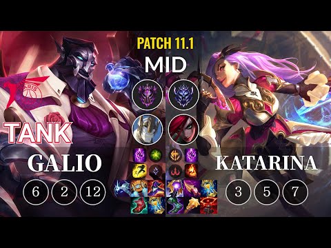 TLN Tank Galio vs Katarina Mid - KR Patch 11.1