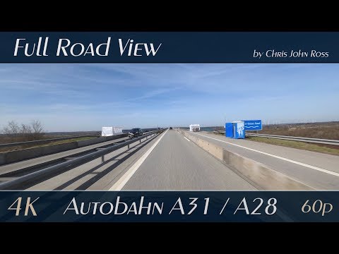 Autobahn (A31, A28), Germany: Leer-West - Leer-Nord - Dreieck Leer - Leer-Ost - 4K (2160p/60p) Video