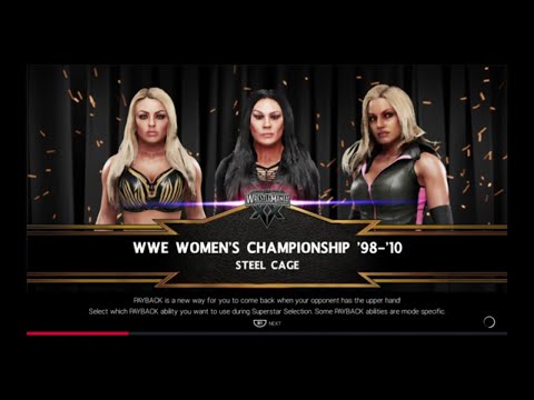 WWE 2K19 Trish Stratus VS Mandy Rose,Tamina Triple Threat Steel Cage Match WWE Women's Title '10