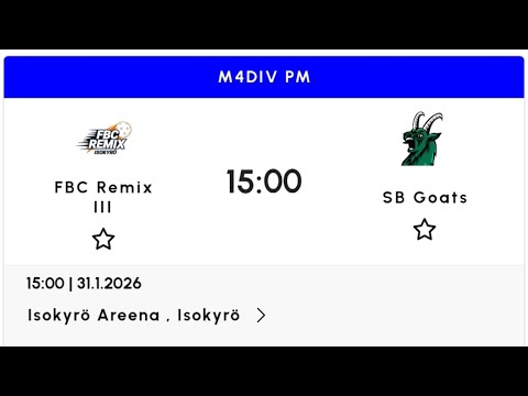 30.1.2026 Isokyrö-Areena PM M4DIV FBC Remix lll-SB Goats klo 15