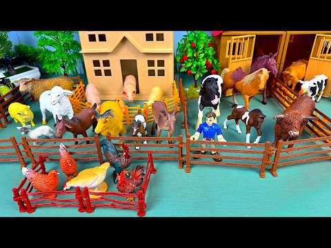 How to Transport Farm Animal Toys in the sandbox | Cow Pig Horse Chicken